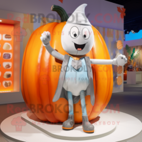 Silver Pumpkin mascot costume character dressed with a Bootcut Jeans and Wraps
