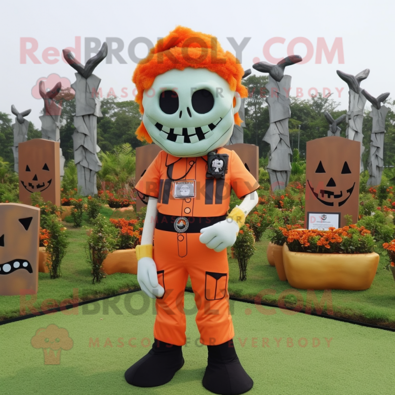 Orange Graveyard mascot costume character dressed with a Cargo Pants and Hair clips