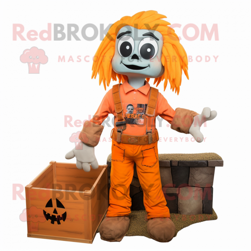 Orange Graveyard mascot costume character dressed with a Cargo Pants and Hair clips