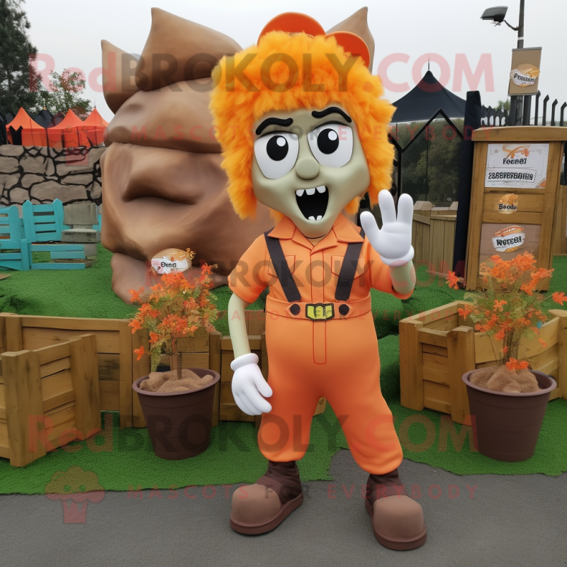 Orange Graveyard mascot costume character dressed with a Cargo Pants and Hair clips