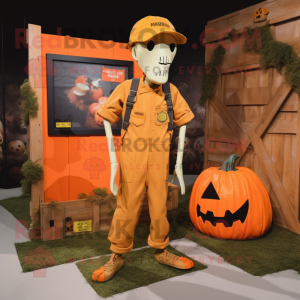 Orange Graveyard mascot costume character dressed with a Cargo Pants and Hair clips