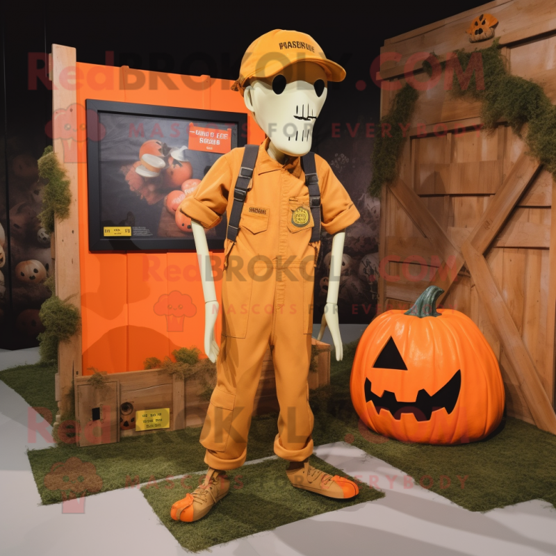 Orange Graveyard mascot costume character dressed with a Cargo Pants and Hair clips