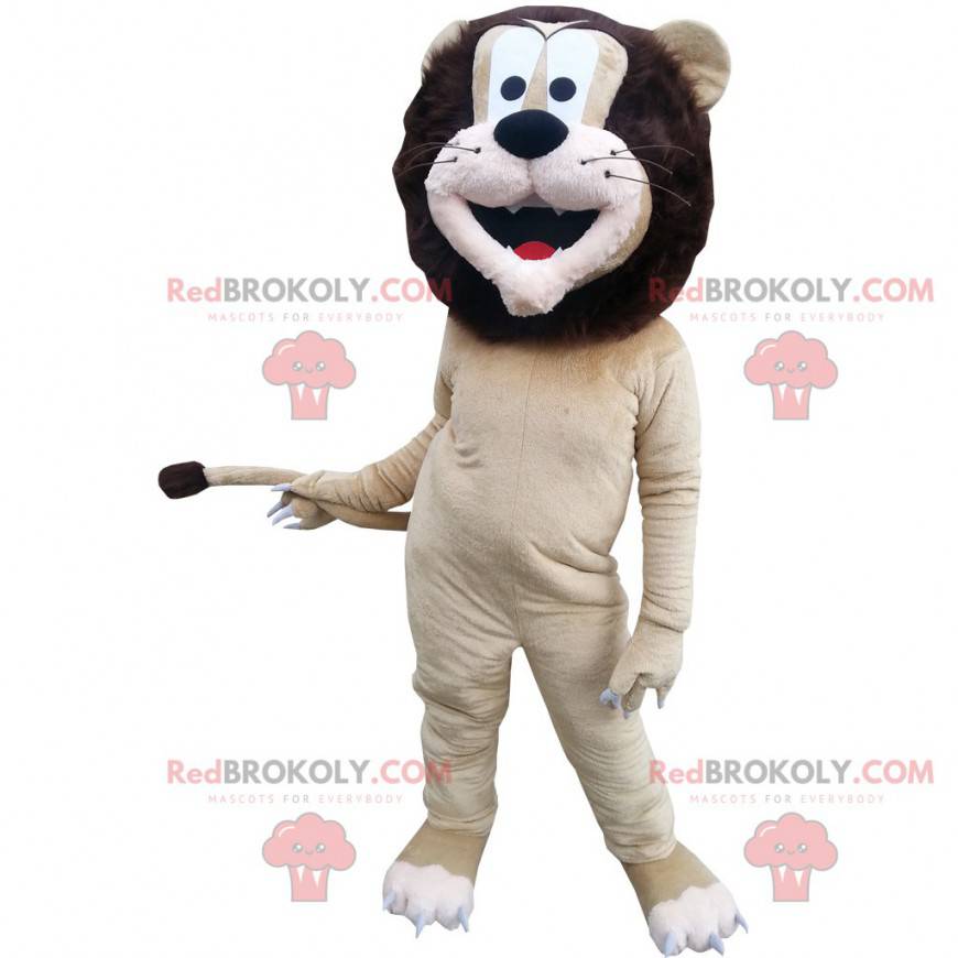 Mascot beige and brown lion with a beautiful mane -