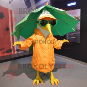 nan Pterodactyl mascot costume character dressed with a Raincoat and Sunglasses