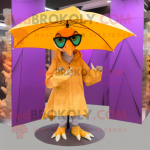 nan Pterodactyl mascot costume character dressed with a Raincoat and Sunglasses