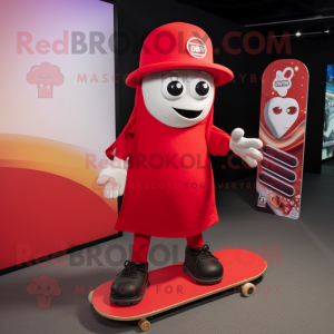 Red Skateboard mascot costume character dressed with a Dress and Hat pins