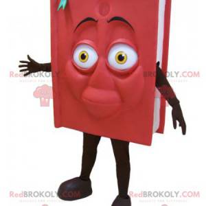 Mascot gigante libro rojo y negro. Traje de libro -