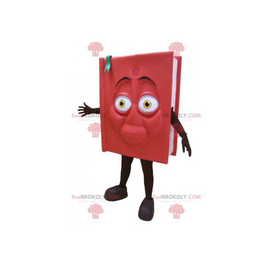 Mascot gigante libro rojo y negro. Traje de libro -