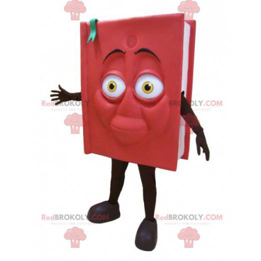 Mascot gigante libro rojo y negro. Traje de libro -