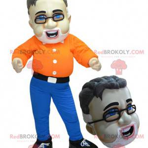 Mascote de homem barbudo com óculos - Redbrokoly.com