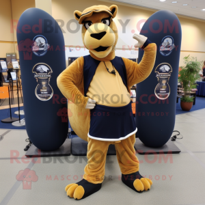 Navy Camel mascot costume character dressed with a Yoga Pants and Scarf clips