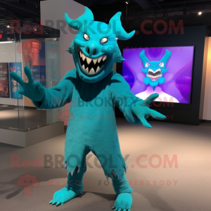 Teal Demon mascotte kostuum...