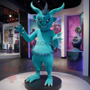 Teal Demon mascotte kostuum...