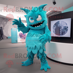 Teal Demon mascotte kostuum...