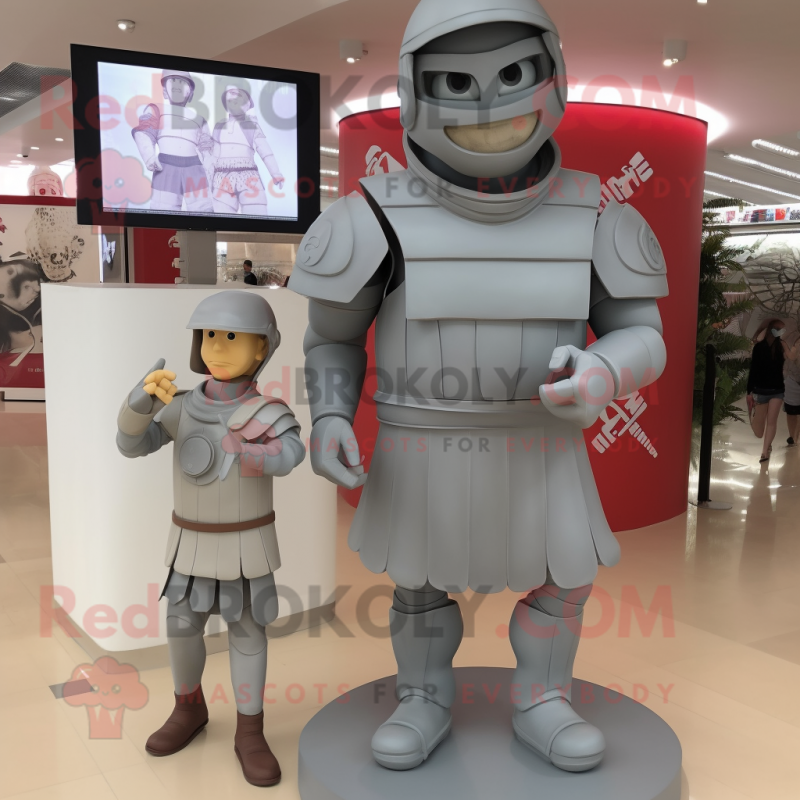 Gray Roman Soldier mascot costume character dressed with a Romper and Watches