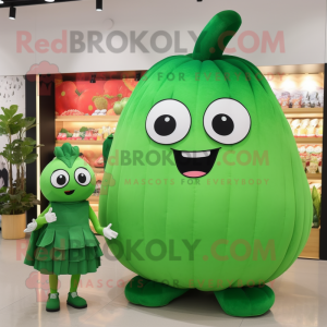 Forest Green Melon mascot costume character dressed with a Mini Skirt and Coin purses