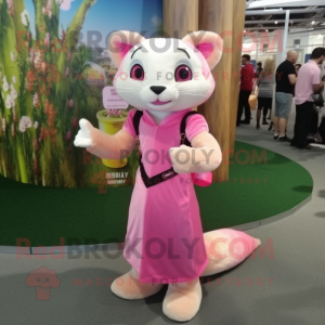 Pink Ferret maskot kostume...