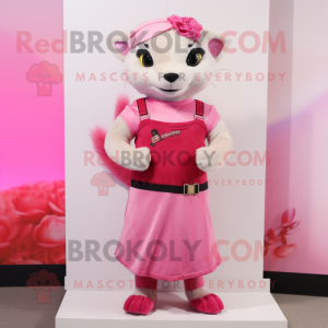 Pink Ferret maskot kostume...