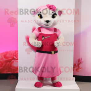 Pink Ferret mascot costume character dressed with a Sheath Dress and Headbands