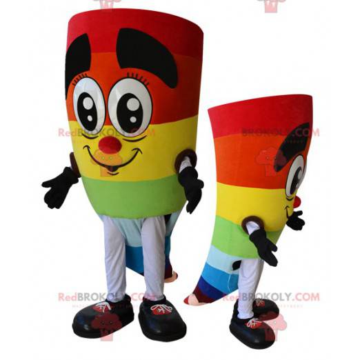 Mascotte de bonhomme multicolore jovial - Redbrokoly.com