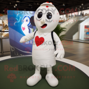 White Heart mascot costume character dressed with a Polo Shirt and Scarves