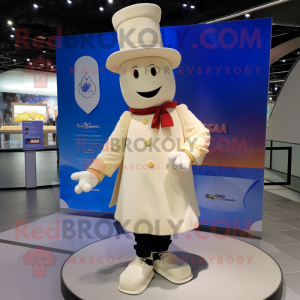 Cream Magician mascot costume character dressed with a Shorts and Berets