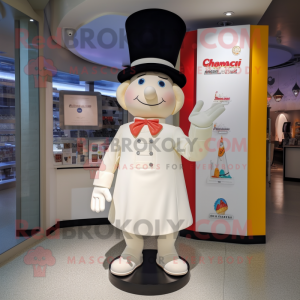 Cream Magician mascot costume character dressed with a Shorts and Berets