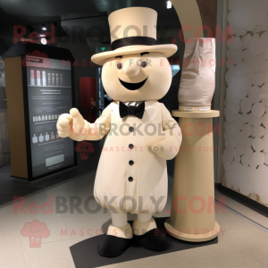 Cream Magician mascot costume character dressed with a Shorts and Berets