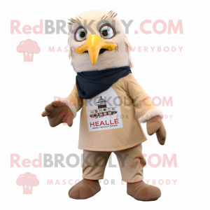 Beige Eagle mascot costume character dressed with a Playsuit and Scarves