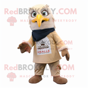 Beige Eagle maskot kostume...