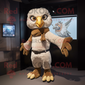 Beige Eagle mascot costume character dressed with a Playsuit and Scarves