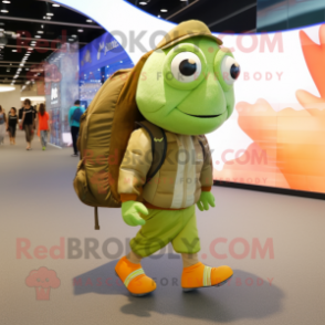 Olive Goldfish mascot costume character dressed with a Joggers and Handbags