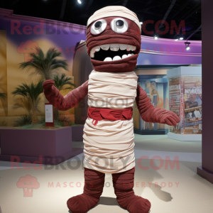 Maroon Mummy maskot kostume...