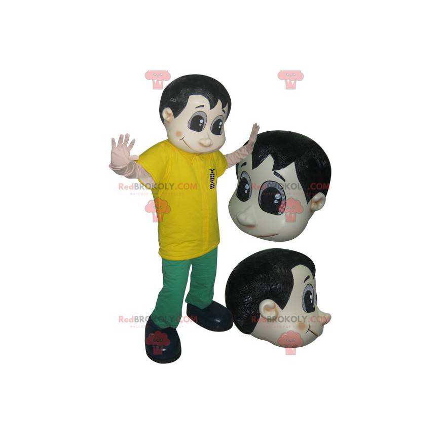Uomo mascotte vestito di verde e giallo - Redbrokoly.com