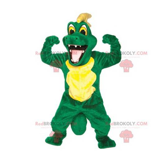Grön och gul krokodilmaskot - Redbrokoly.com