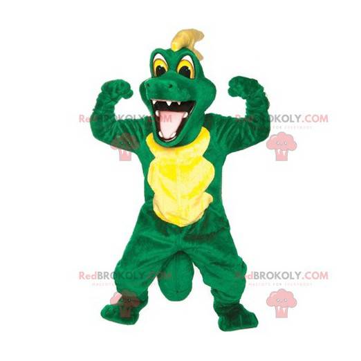 Mascotte de crocodile vert et jaune - Redbrokoly.com