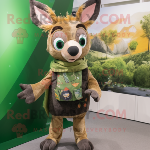 Olive Roe Deer mascot costume character dressed with a Dungarees and Shawls
