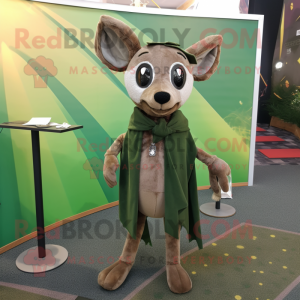 Olive Roe Deer mascot costume character dressed with a Dungarees and Shawls