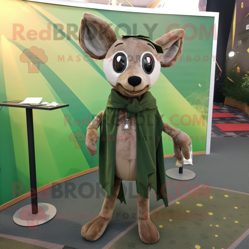 Olive Roe Deer mascot costume character dressed with a Dungarees and Shawls