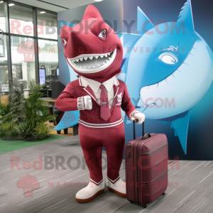 Maroon Shark maskot kostym...