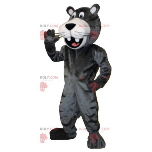 Mascota pantera negra gigante sonriente - Redbrokoly.com