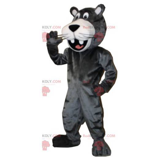 Sorridente mascotte gigante pantera nera - Redbrokoly.com