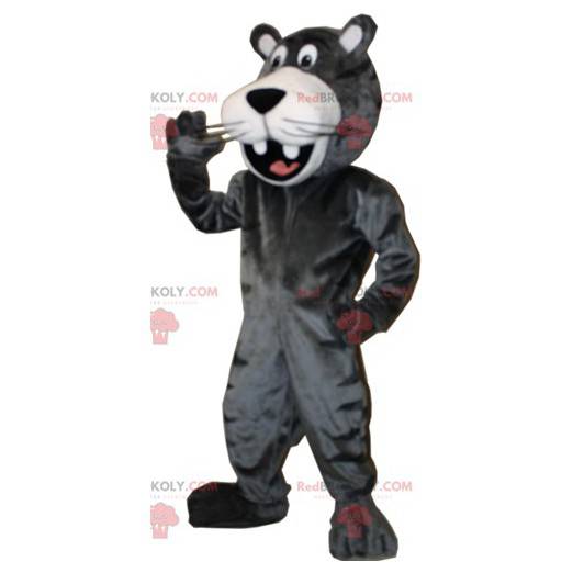 Usměvavý obří černý panter maskot - Redbrokoly.com