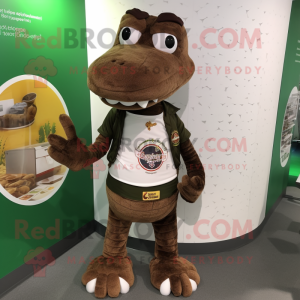 Bruine krokodil mascotte...