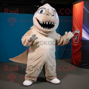 Beige Shark maskot kostym...