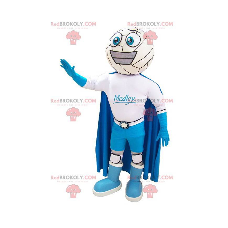 Mascote sorridente do boneco de neve com macacão e capa -