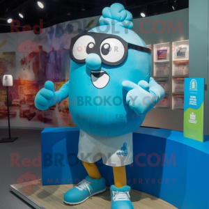 Cyan boksehandske maskot...