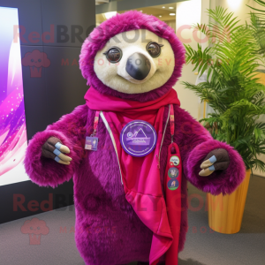 Magenta luiaard mascotte...