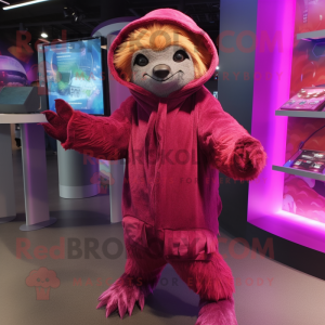 Magenta luiaard mascotte...