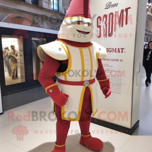 Cream Swiss Guard mascot costume character dressed with a Bodysuit and Briefcases